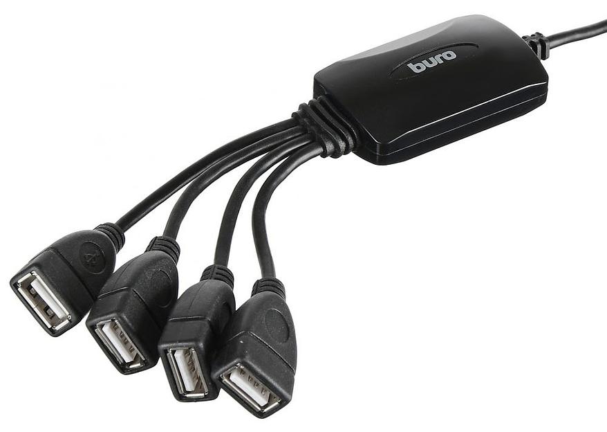 Разветвитель USB 2.0 Buro BU-HUB4-0.3-U2.0-Splitter 4порт. черный фото 5