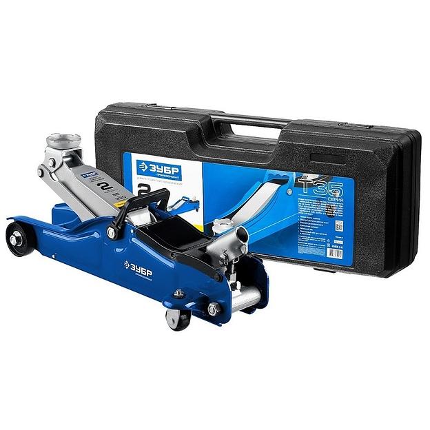 ЗУБР Профессионал Домкрат гидравлический подкатной T35, 2т, 85-330мм, в кейсе, [43056-2-K] фото 1
