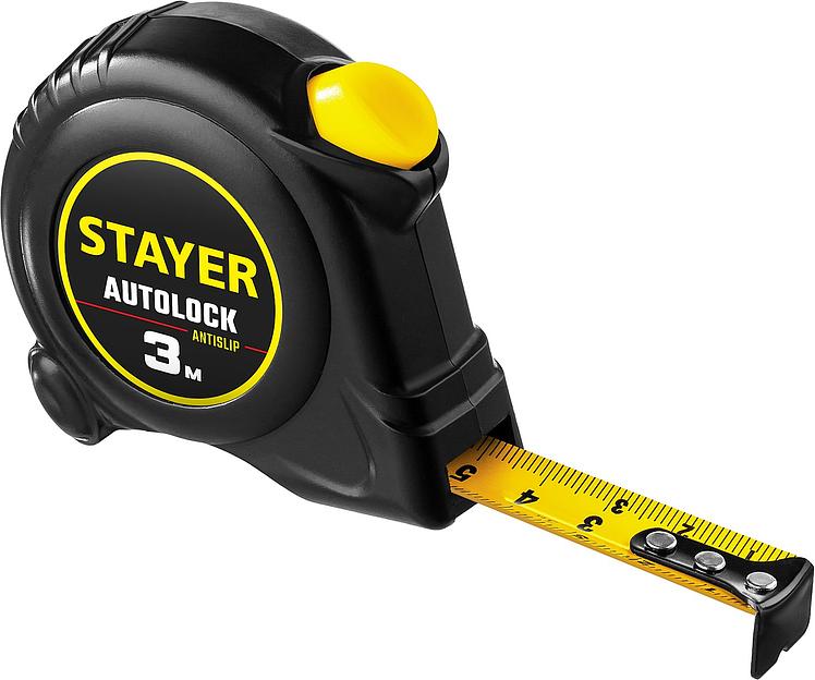 STAYER AutoLock, 3 м х 16 мм, рулетка с автостопом (2-34126-03-16) фото 1