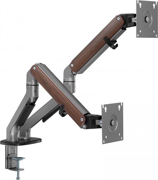 Кронштейн для мониторов Ultramounts UM735WD серый/коричневый 17"-27" макс.7кг крепление к столешнице поворот и наклон фото 1