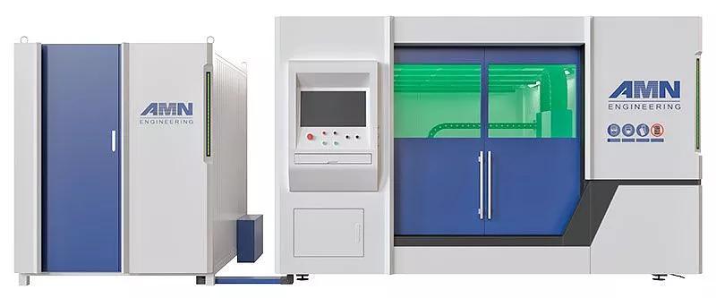 Оборудование лазерной резки металла с ЧПУ AMN/2060 со сменным столом и защитной кабиной фото 1