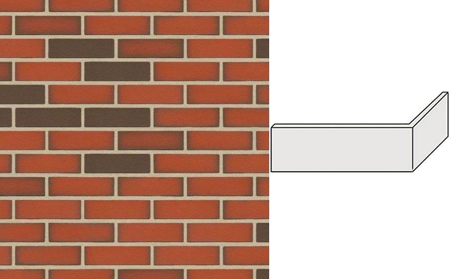Клинкерная плитка угловая ручной формовки Feldhaus Klinker NF 9 W303 ardor liso 240*71*115*9 мм фото 1