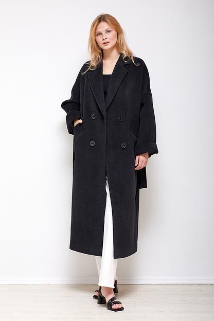 Женское демисезонное пальто двубортное Mmoda антрацит, арт.2202851 фото 2