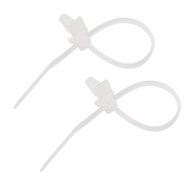 Rexant (07-0107) Стяжка нейлоновая с крепежным пистоном 100x2,5мм, o 2,4мм, белая (100 шт/уп) фото 1