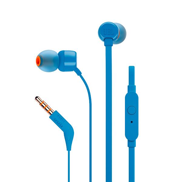 Гарнитура вкладыши JBL T110 BLU 1.2м синий проводные в ушной раковине (JBLT110BLU) фото 1
