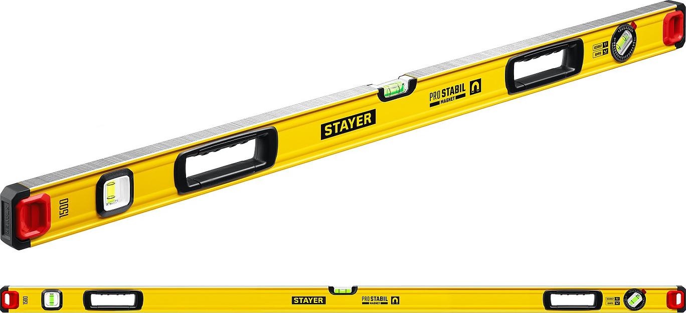STAYER PRO STABIL, 1500 мм, усиленный профиль, магнитный уровень с поворотным глазком, Professional (3480-150) фото 1
