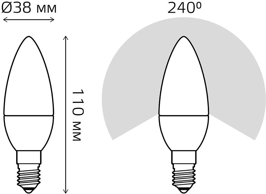 Лампа светодиодная Gauss E14 7Вт цок.:E14 свеча 220B 3000K св.свеч.бел.теп. C37 (упак.:10шт) (103101107-D) фото 6