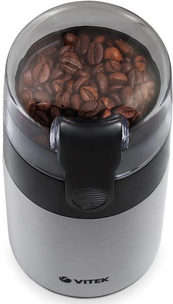 Кофемолка Vitek VT-1540 SR 120Вт сист.помол.:ротац.нож вместим.:40гр серебристый фото 3