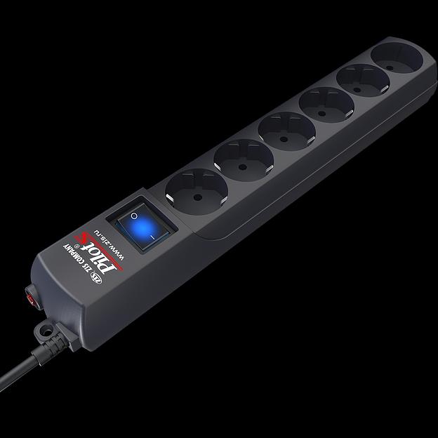 Сетевой фильтр Pilot S 6 розеток (5 евро + 1 без заземления) 1.8 м, графит ZIS Pilot S Graphite фото 3