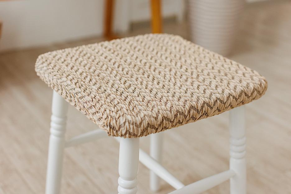 Чехол на табурет Чехлы&Пледы «Букле» ваниль (2 шт) ОПТ фото 4