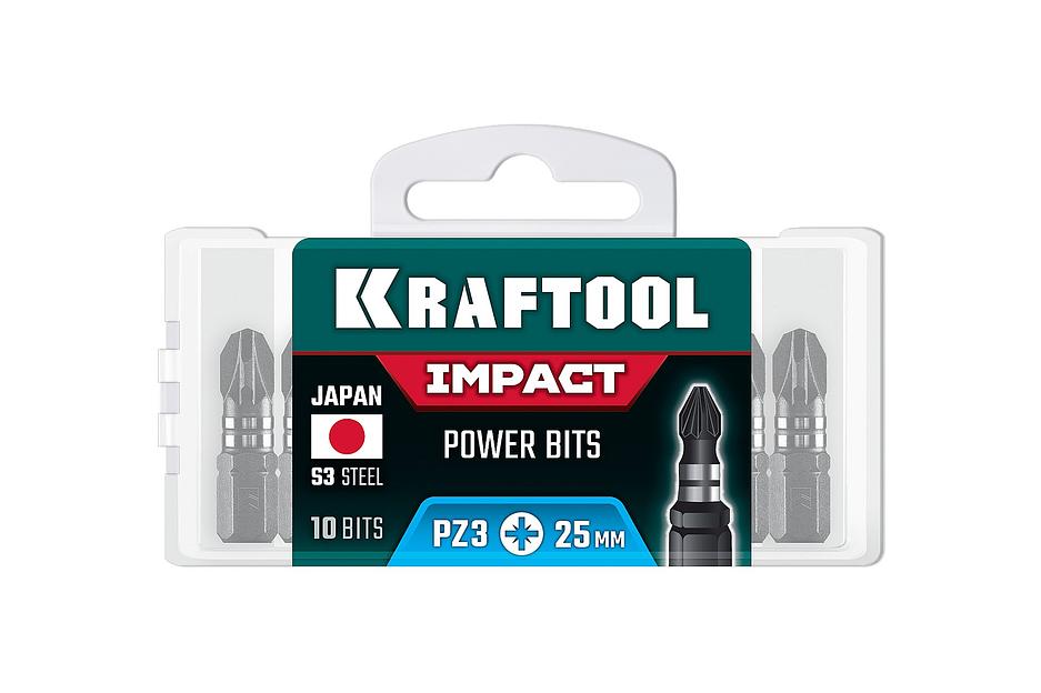 KRAFTOOL Impact PZ 3, 25 мм, 10 шт, ударные биты (26193-3-25-S10) фото 2