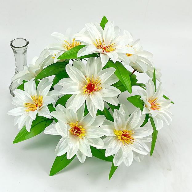 Искусственные цветы Букет хризантемы, 12 голов, 30 см, шелк, опт фото 1