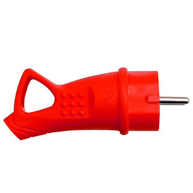 Вилка с ушком c/з каучук 16А 250В IP44 цвет красный (еврослот) фото 3