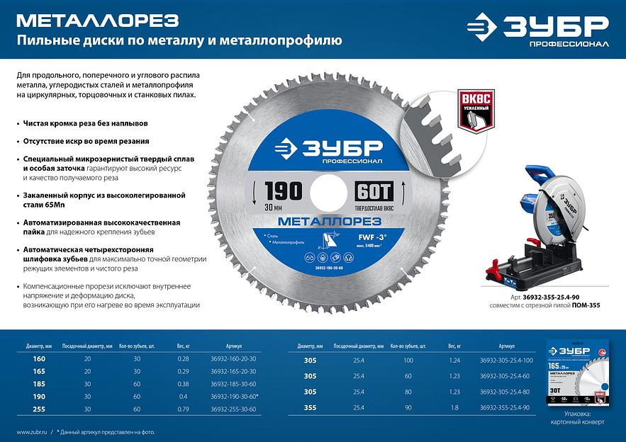 ЗУБР Металлорез, 165 х 20 мм, 30Т, пильный диск по металлу и металлопрофилю, Профессионал (36932-165-20-30) фото 6