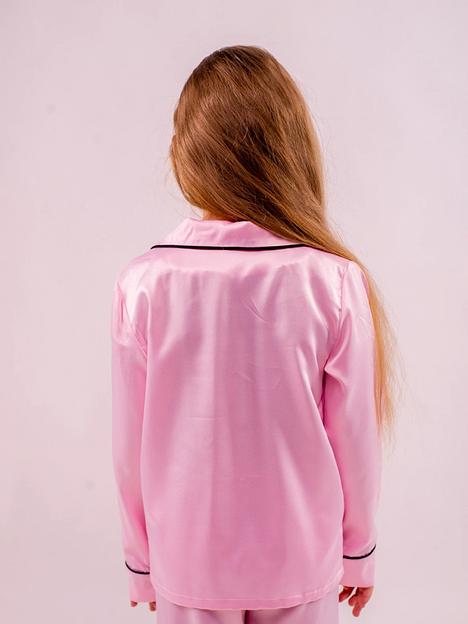 Пижама детская из шелка с брюками и рубашкой на пуговицах «Розовый», Опт фото 4