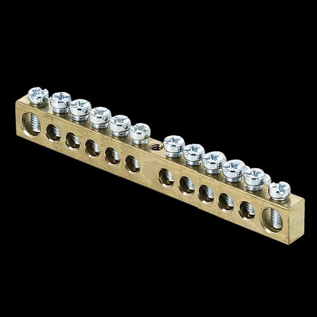 EKF sn0-63-12 Шина PEN "ноль-земля" (6х9мм) 12 отверстий латунь крепеж по центру EKF PROxima фото 2