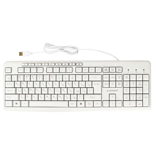 Клавиатура Gembird KB-8430M,{USB, белый, 113 клавиш, 9 кнопок управления мультимедиая, кабель 1,5м} фото 1