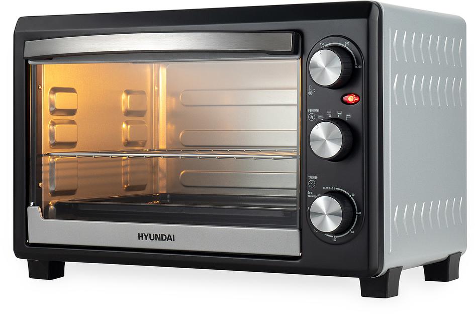Мини-печь Hyundai MIO-HY073 26л. 1500Вт серебристый/черный фото 3