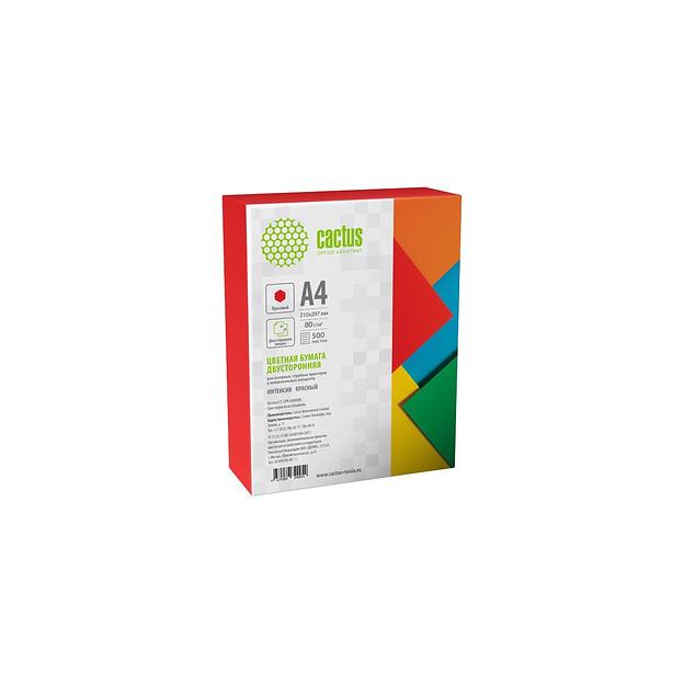 Бумага Cactus CS-CPR-A480500, A4, 500л, 80г/м2, красный интенсив фото 1
