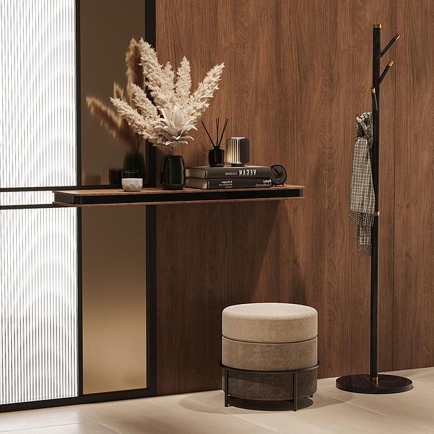 Вешалка напольная Bakken, 180 см, золотистый хром/черная фото 6