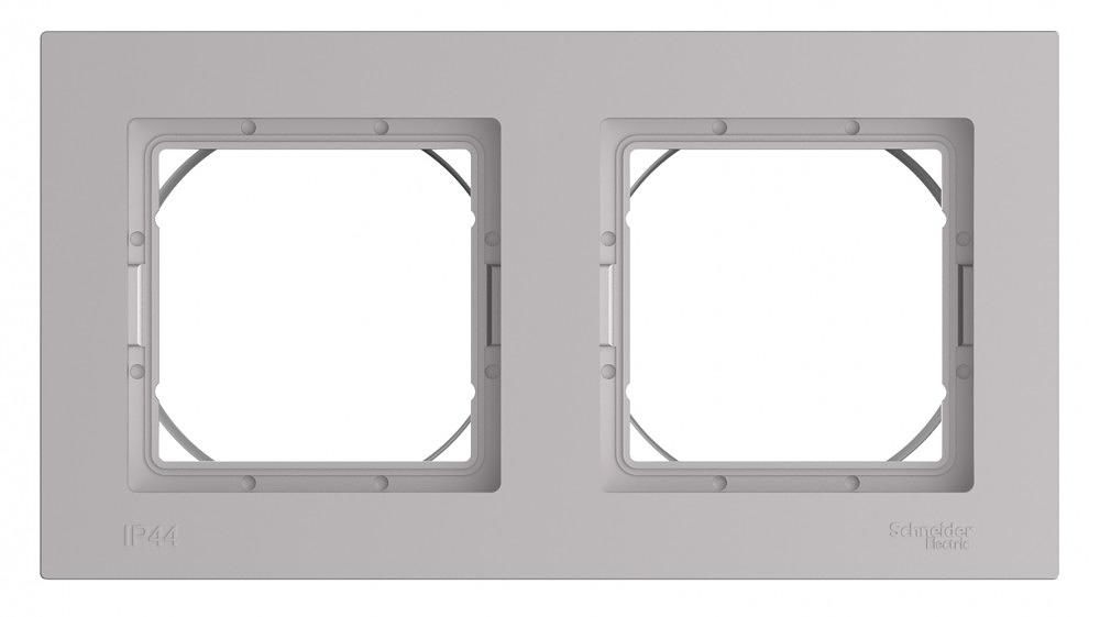 ATLASDESIGN AQUA рамка двухпостовая IP44, АЛЮМИНИЙ фото 2