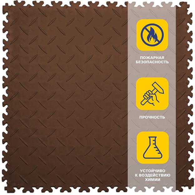 Плитка ПВХ «Sold Max», 7 мм, 500х500, т-образный замок, коричневая фото 1