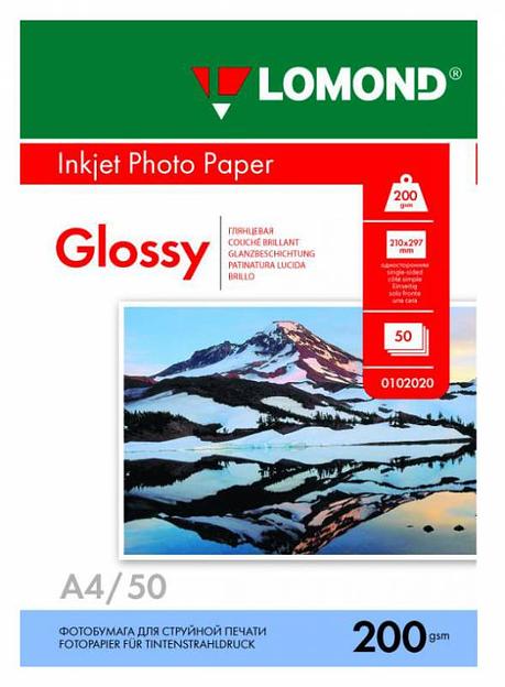 Фотобумага Lomond 0102020 A4/200г/м2/50л./белый глянцевое для струйной печати фото 1