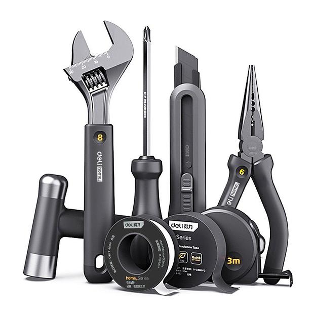 Набор ручного инструмента "Home Series Black" Deli HT0008 8 предметов фото 1