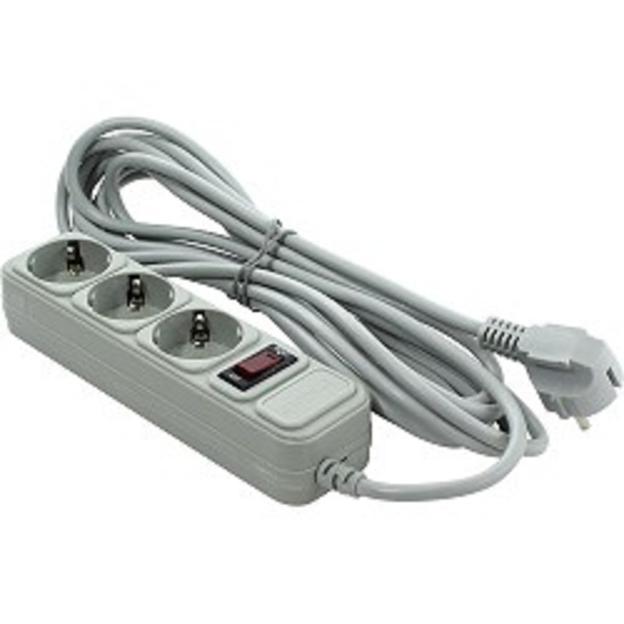 Exegate EX221183RUS Сетевой фильтр Exegate SP-3-5G (3 розетки, 5м, евровилка, серый) фото 1