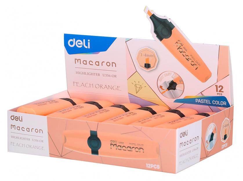 Текстовыделитель Deli EU356-OR Macaron скошенный пиш. наконечник 1-5мм персиковый фото 3
