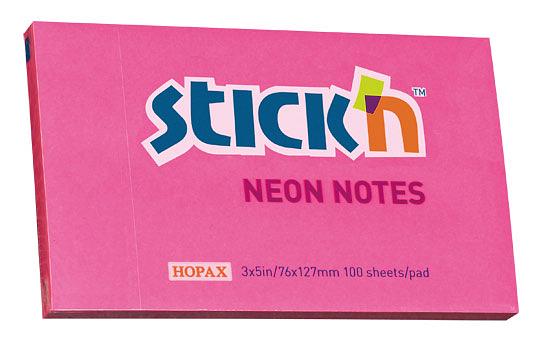 Блок самоклеящийся бумажный Stick`n 21169 76x127мм 100лист. 70г/м2 неон малиновый фото 1