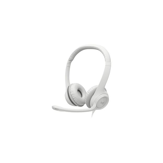 Гарнитура Logitech H390, для компьютера, накладные, проводные, белый [981-001288] фото 1