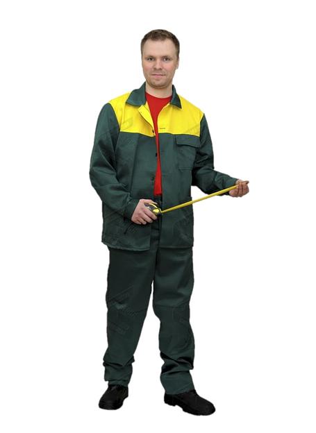 Костюм «Стандарт», (куртка, брюки), тк. грета, зеленый с желтым опт фото 1