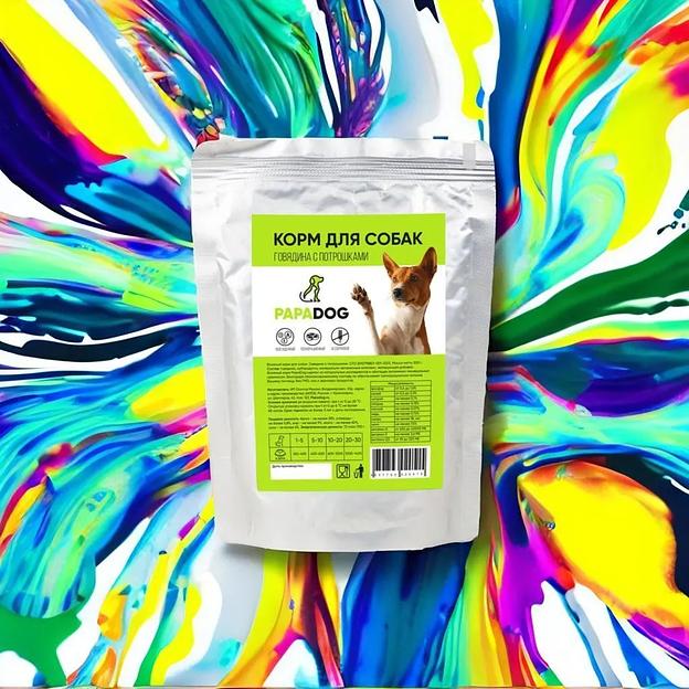 Корм для собак влажный PapaDog Holistic «Говядина с потрошками» 300 г ОПТ фото 5