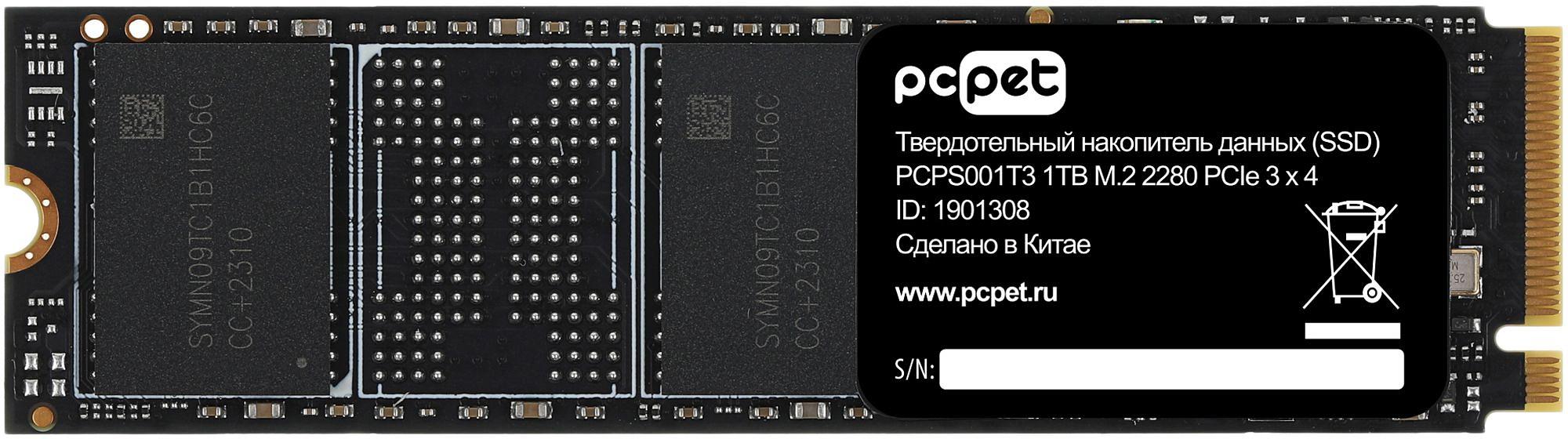 Накопитель SSD PC Pet PCIe 3.0 x4 1TB PCPS001T3 M.2 2280 OEM фото 1