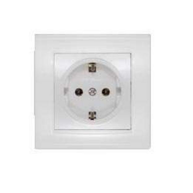 Розетка 1-м СП Бриллиант 16А IP20 с заземл. бел. UNIVersal 7947625 фото 1