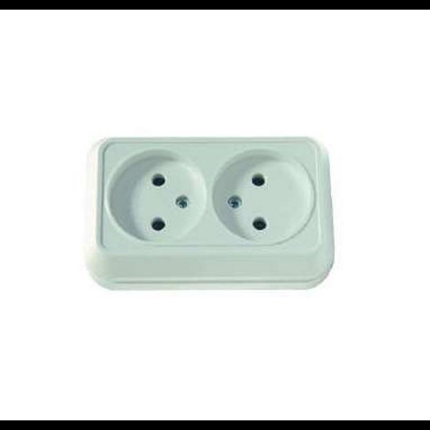 Розетка 2-м ОП 16А IP20 без заземл. бел. Makel 45117 фото 1