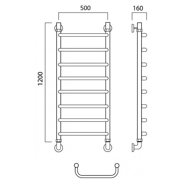 Полотенцесушитель водяной Роснерж Скоба L102000 120x50 фото 2