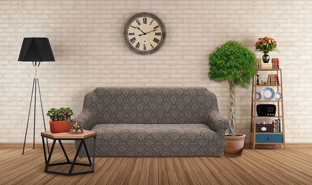 Чехол на трёхместный диван Чехлы&Пледы «Жаккард Вензель» капучино ОПТ фото 6