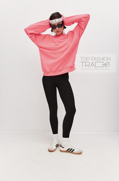 Свитшот женский трехнитка петля однотонный базовый коралловый SWT02-9 фото 1