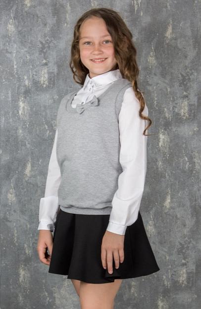 Школьный жилет Энди для девочек, серый меланж, 2-471, опт фото 1