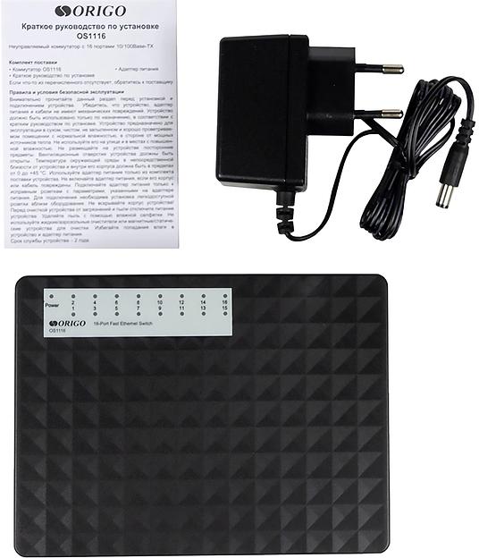 ORIGO OS1116/A1A 16-портовый неуправляемый коммутатор 10/100 Мбит/с фото 6