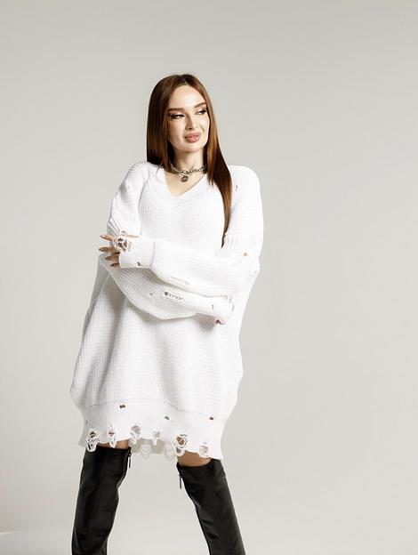 Свитер женский, оверсайз дырявый теплый - SANIYA, Опт фото 1