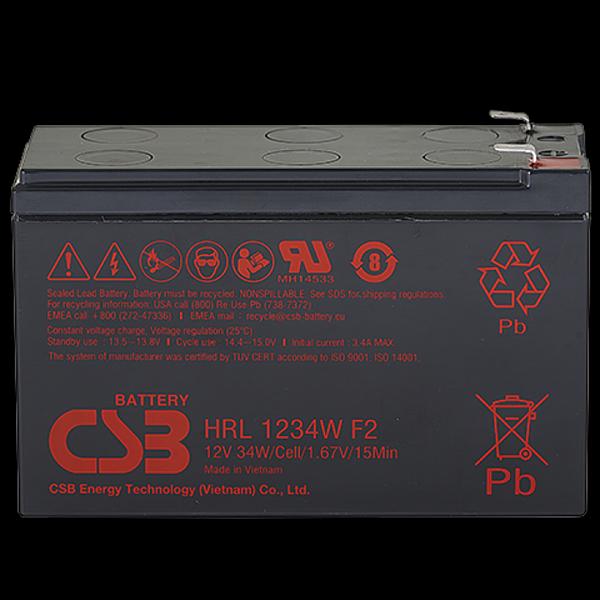Акб CSB Аккумуляторная батарея для ИБП (10-12 лет) (12V/9Ah) (HRL1234W F2 FR CSB) фото 1