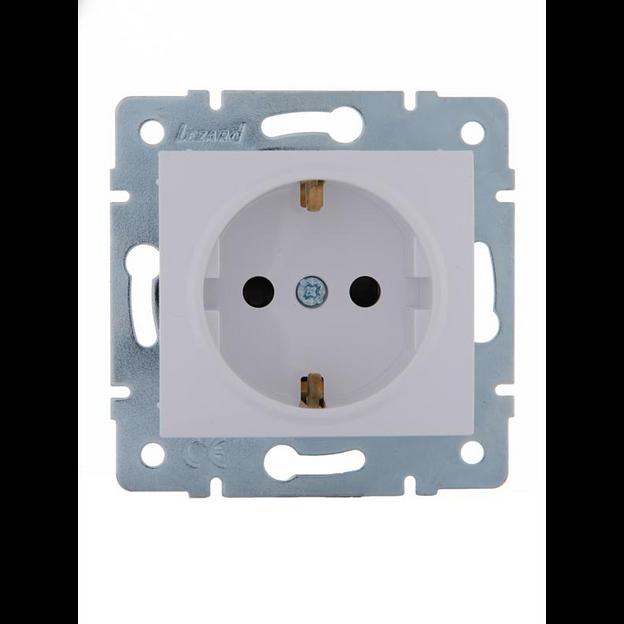 Розетка 1-м СП Karina с заземл. защ. шторки термопласт механизм бел. LEZARD 707-0288-124B фото 2