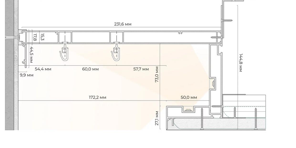 Ниша для штор FerGipps из БК 100 с карнизом М 01 и теневым держателем ТД 1 ОПТ фото 3