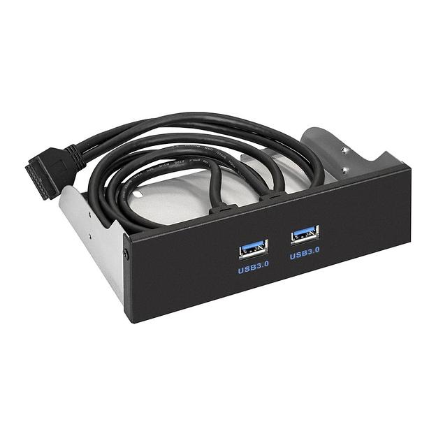 Exegate EX289289RUS Планка USB на переднюю панель ExeGate U5H-615, 5,25", 2*USB3.0, черная, металл, подсоед. к MB фото 1