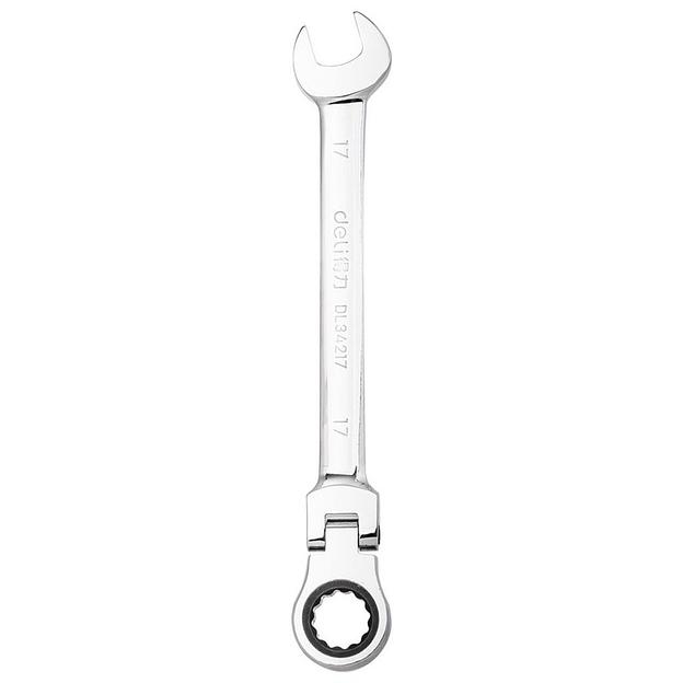 Ключи Deli Набор комбинированных шарнирных ключей с трещоткой 8 шт Deli DL140208T размеры 8,10,12,13,14,15,17,19мм, сталь 40Cr, трещотка 50BV30 72 зуба, пластиковый кейс фото 7