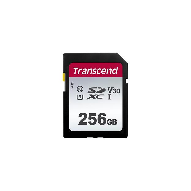Карта памяти SDXC UHS-I U3 Transcend 256 ГБ, 100 МБ/с, Class 10, TS256GSDC300S, 1 шт., без адаптера фото 1