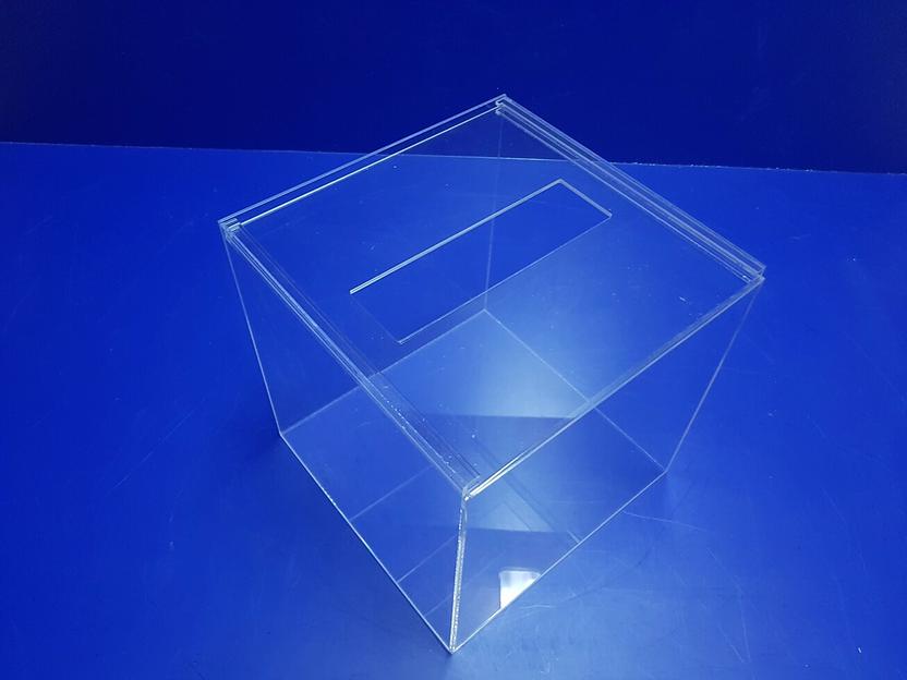 Настольный короб из прозрачного оргстекла марки плексиглас для сбора батареек. Производство оптом и в розницу. фото 2